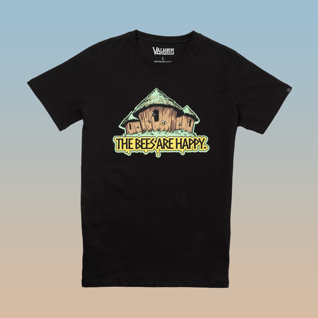 VR × nqrse × HAPPY TEE / BLACK L The Bees Are Happy, Men's Tee, Black – Official Valheim Merch Store