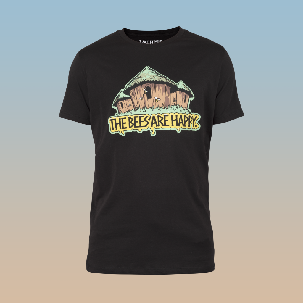 VR × nqrse × HAPPY TEE / BLACK L The Bees Are Happy, Men's Tee, Black – Official Valheim Merch Store