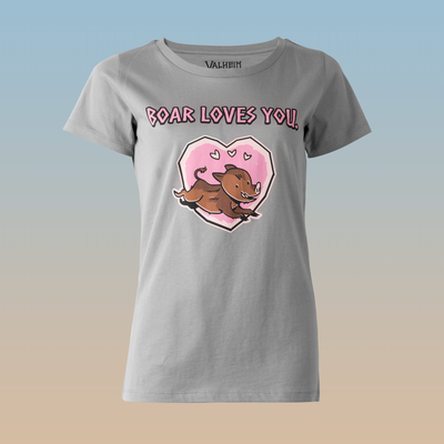 Boar Loves You, Women's Tee, Grey