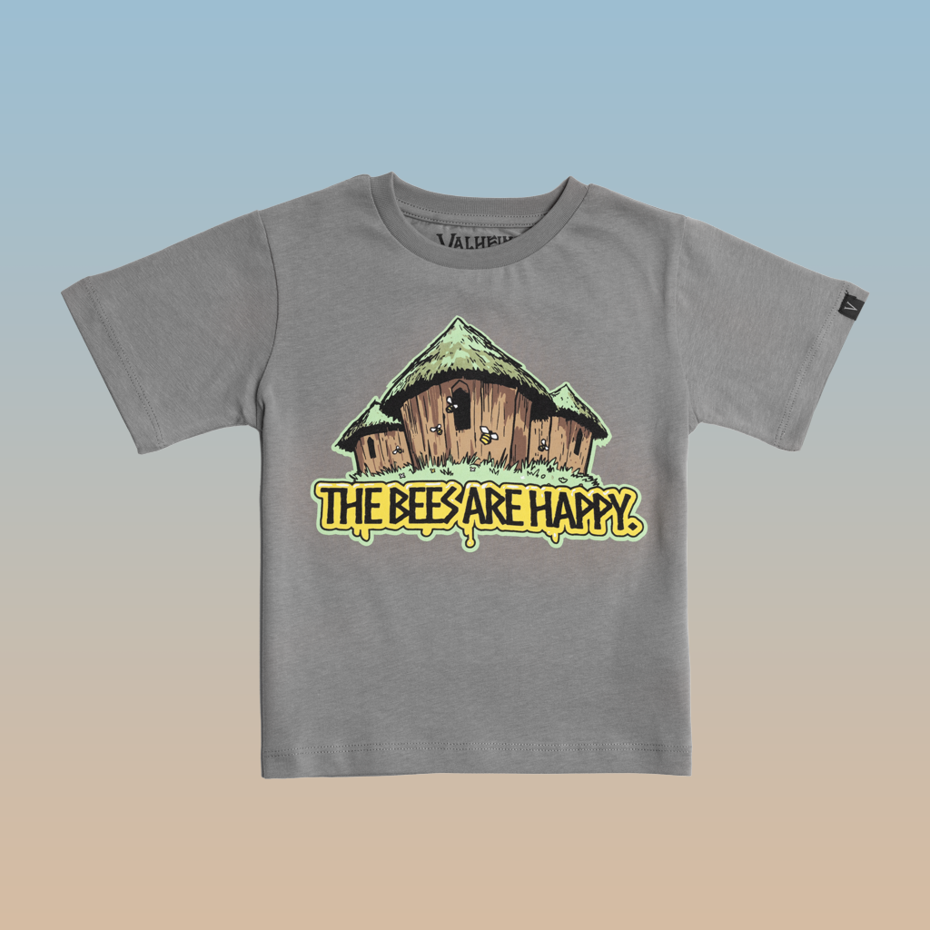The Bees Are Happy, Kid's Tee, Grey