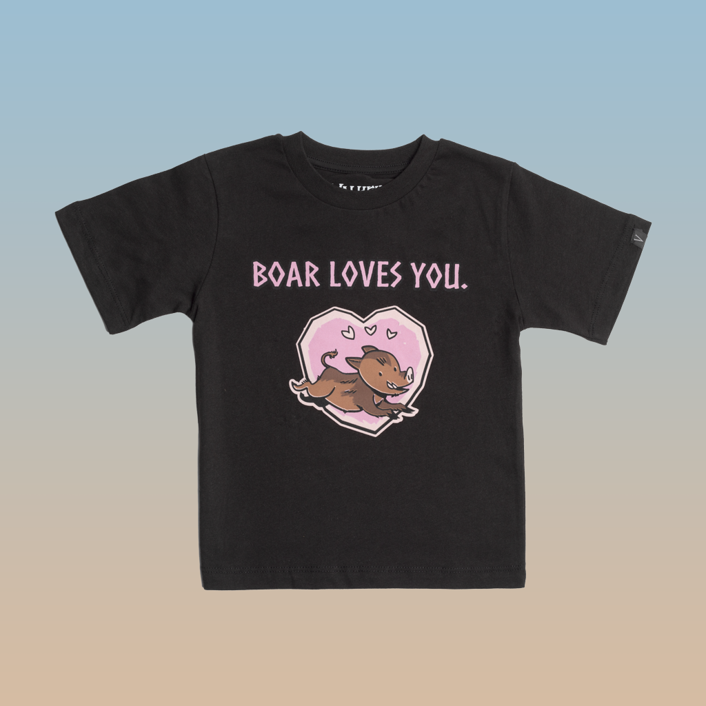 Boar Loves You, Kid's Tee, Black
