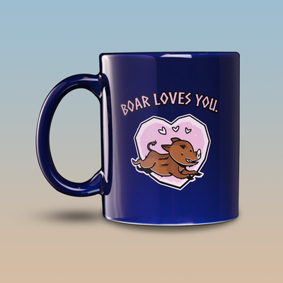 Boar Loves You, Coffee Mug, Blue