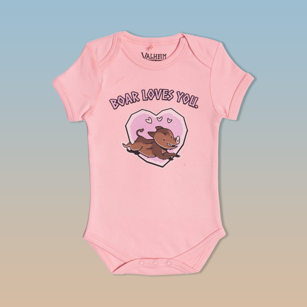 Boar Loves You, Baby Bodysuit, Pink